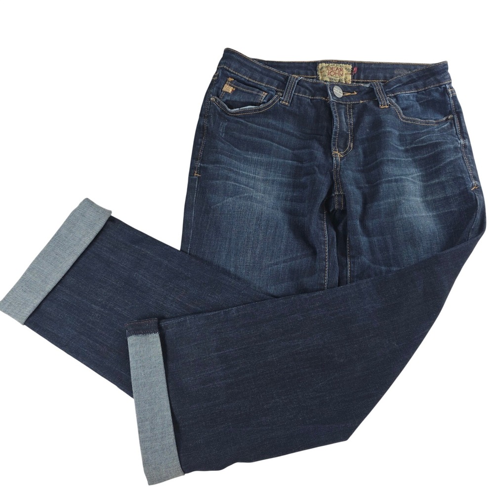 Dear John Cuffed Straight Leg Dark Wash Blue Jeans 27 Womens